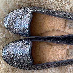 UGG Australia Ugg Alloway Sparkle Glitter Flats Size 7.5, Silver